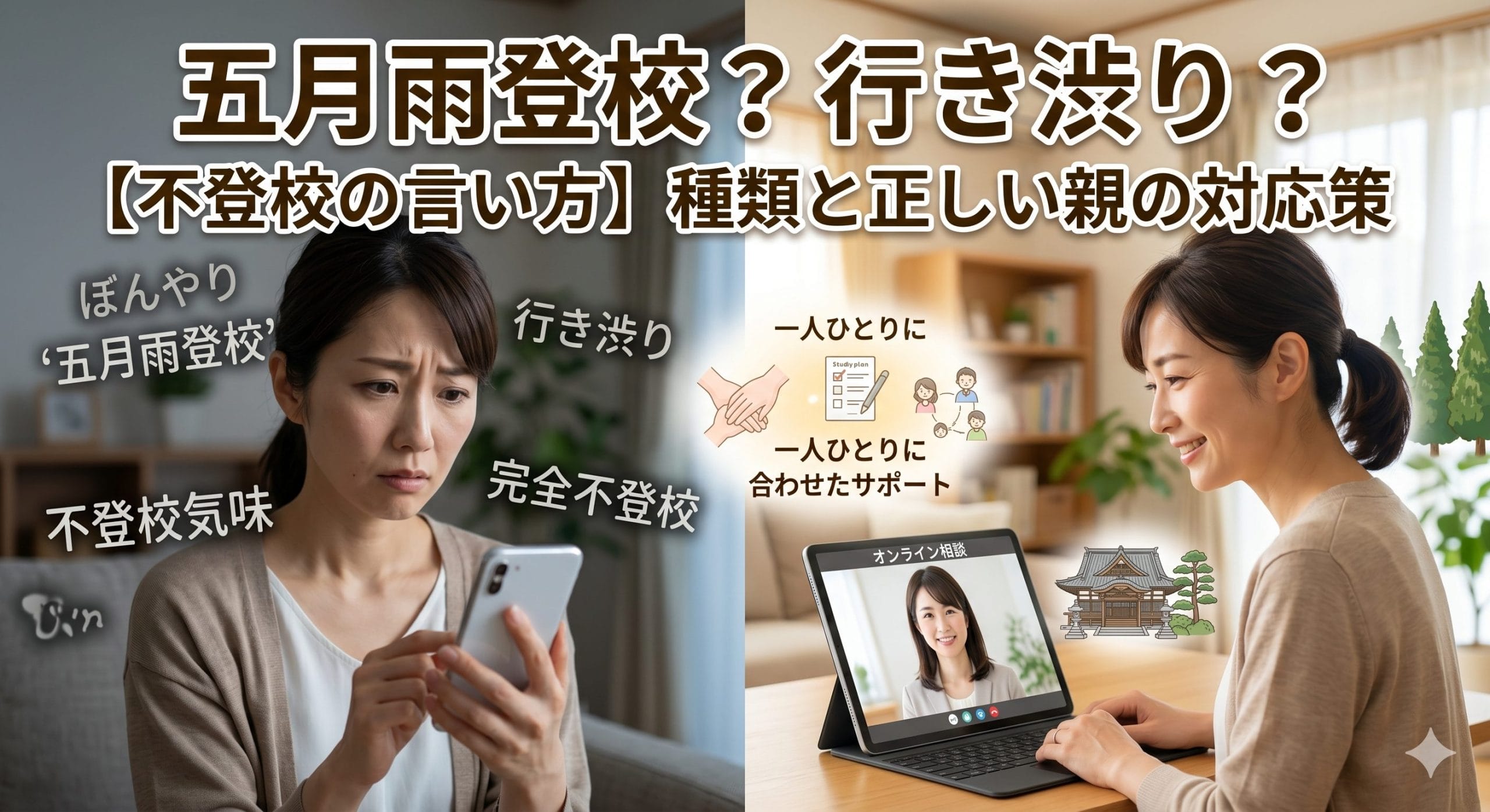 【不登校の言い方】五月雨登校など、種類と正しい親の対応策